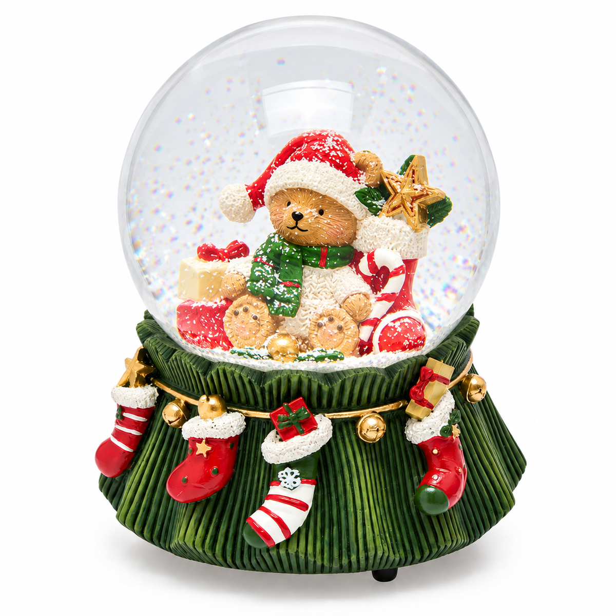 Sfera Acqua Carillon Orsetto con Pacchi Regalo H 14,5 × Ø 11,5 cm – EDG Enzo De Gasperi