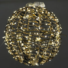 Sfera Luminosa in Metallo Oro Ø30 CM con 300 Micro LED | Decorazione Luminosa da Interno e Esterno
