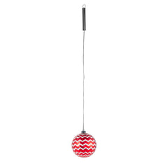 Sfera in vetro a righe rosse con luce LED a batteria da appendere – D15 cm