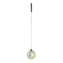 Sfera in vetro a scacchi oro con luce LED a batteria da appendere – D15 cm