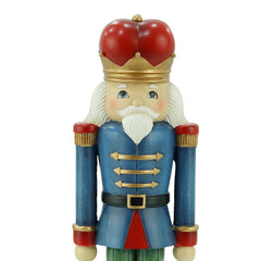 Soldatino Schiaccianoci in Resina con Giacca Blu e Corona Rossa H 28,5 cm