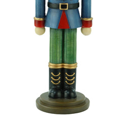 Soldatino Schiaccianoci in Resina con Giacca Blu e Corona Rossa H 28,5 cm