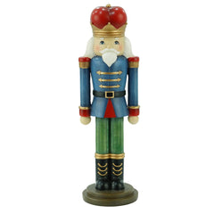 Soldatino Schiaccianoci in Resina con Giacca Blu e Corona Rossa H 28,5 cm