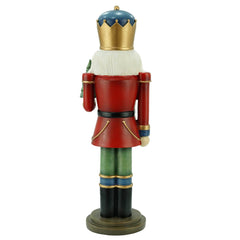 Soldatino Schiaccianoci in Resina con Giacca Rossa e Corona Blu e Oro H 38,3 cm