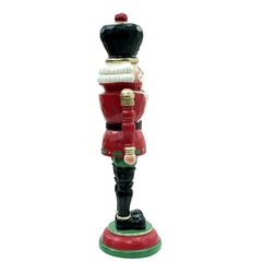 Soldatino Schiaccianoci in Resina Abito Rosso e Cappello Nero H36,5 cm