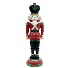 Soldatino Schiaccianoci in Resina Abito Rosso e Cappello Nero H36,5 cm