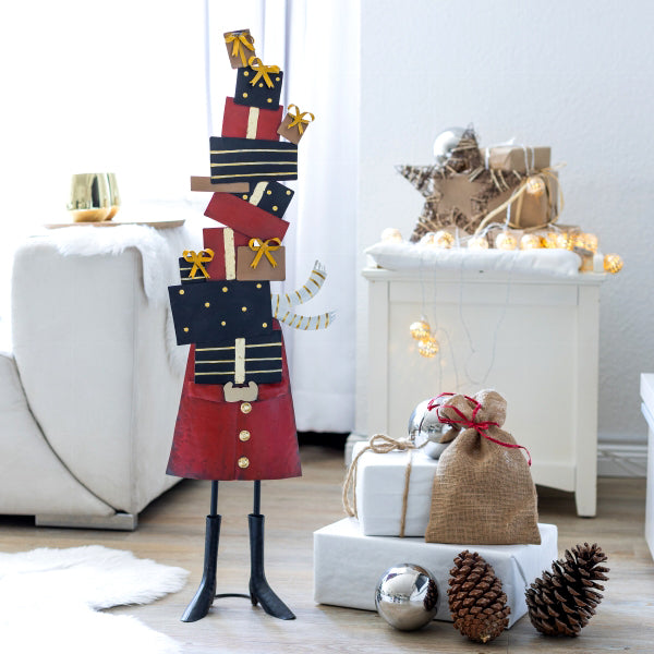 Santa Claus in Metallo con Pacchi Regalo - 1236323