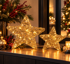 Stelle LED Stripes Oro EDG Enzo De Gasperi Ø 30 e Ø 40 cm con MicroLED a luce calda ambientate 