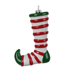 Decorazione natalizia stivale di elfo rosso bianco e verde da appendere H 12,8 cm