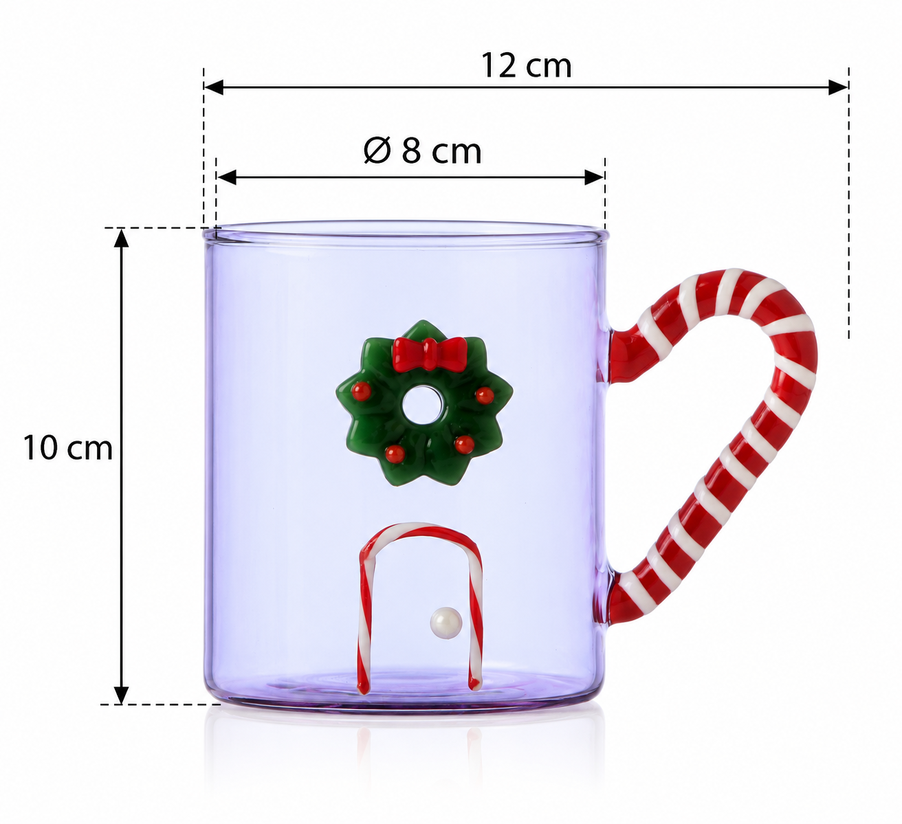 Mug lilla Sweet & Candy Ichendorf Milano con manico a bastoncino di zucchero con dimensioni
