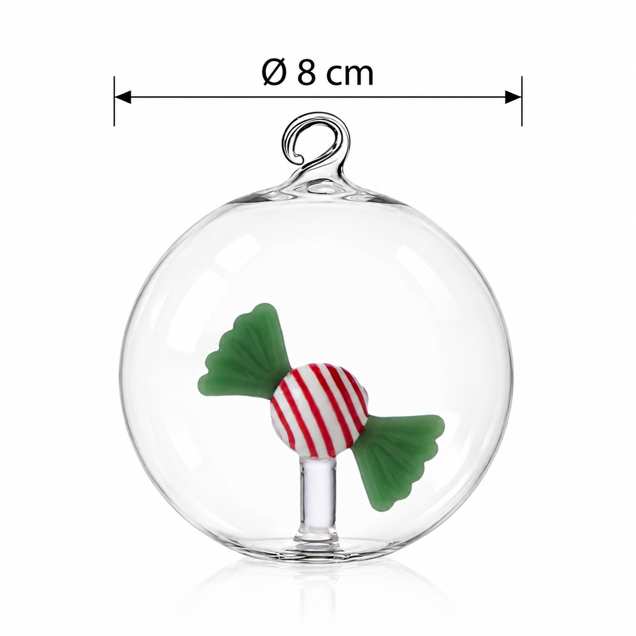 Palla di Natale Sweet & Candy con caramella rossa e verde in vetro Ichendorf Milano D8 cm