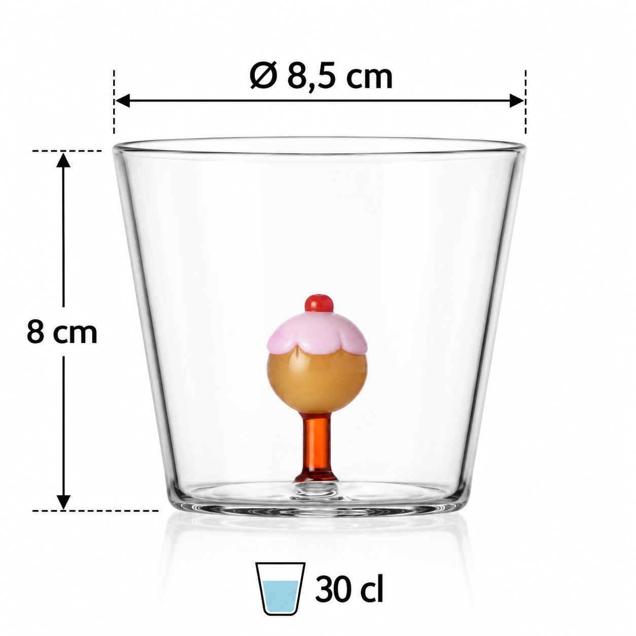 Tumbler Sweet & Candy Lecca-lecca Rosa e Ambra in vetro borosilicato Ichendorf Milano H 8 cm Ø 8,5 cm