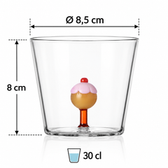 Tumbler Sweet & Candy Lecca-lecca Rosa e Ambra in vetro borosilicato Ichendorf Milano H 8 cm Ø 8,5 cm