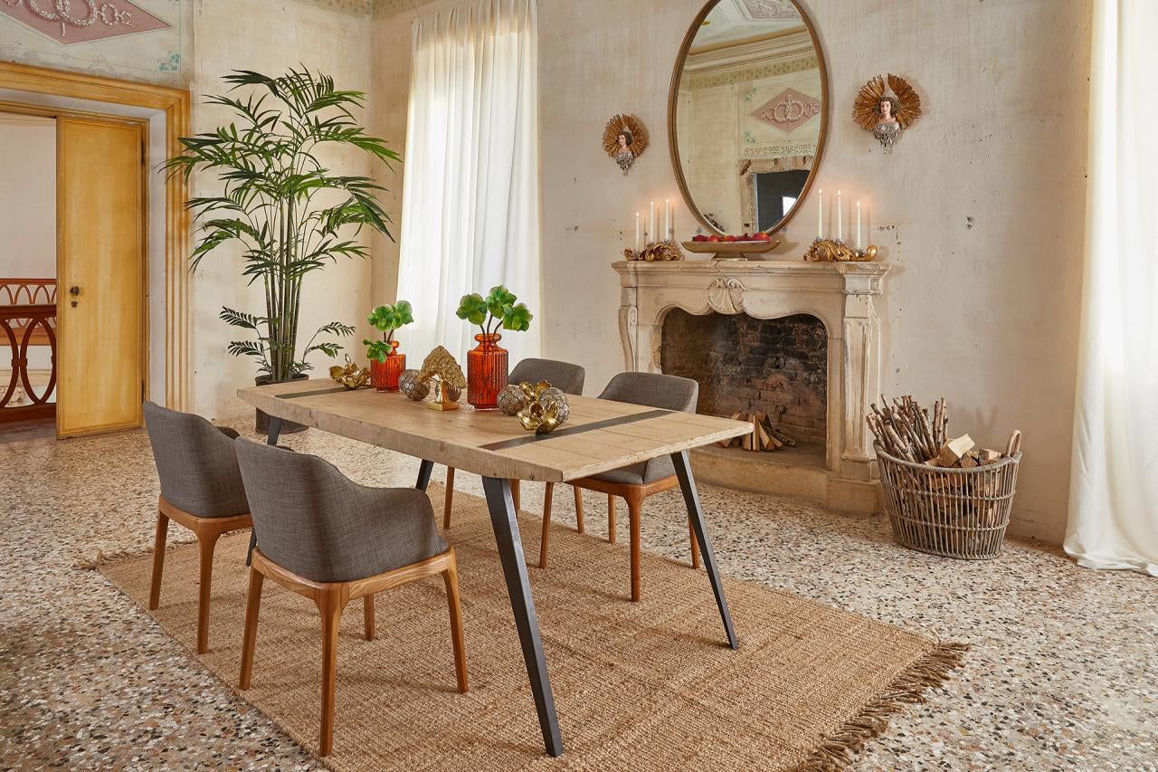 Tavolo Kurtis Light : Tavolo stile industriale in legno massello e ferro - 740306