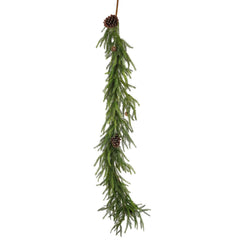 Tralcio natalizio di Cryptomeria con pigne 240 cm in PE verde