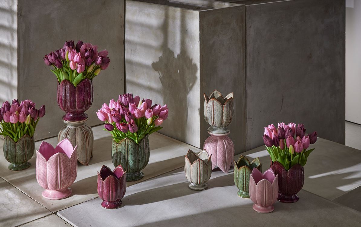 Bouquet 3 Tulipani Viola Real Touch H48 | Fiori artificiali di qualit&agrave; - 216120,62