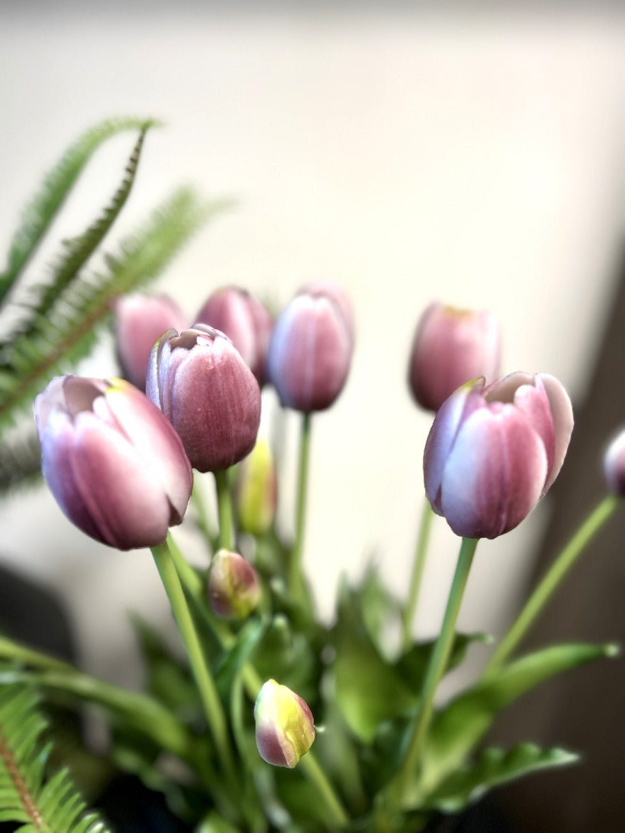 Bouquet tulipani viola Real Touch H40 | Fiori artificiali di qualit&agrave; - 214959,63