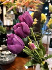 Bouquet tulipani viola Real Touch H40 | Fiori artificiali di qualit&agrave; - 214959,63