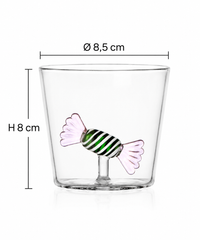 Tumbler Caramella Verde e Rosa Sweet & Candy Ichendorf Milano in vetro borosilicato con misure 