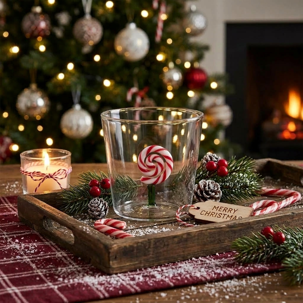 Tumbler Ichendorf Milano Sweet & Candy con lecca-lecca rosso e verde in vetro ambientata