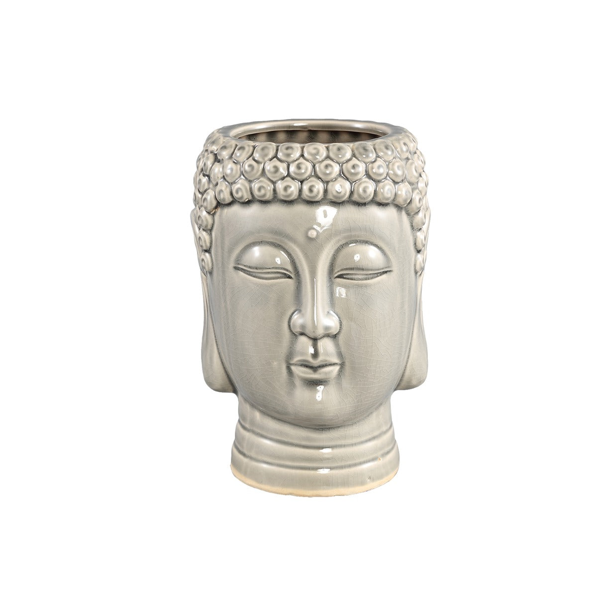 Vaso testa Buddha in ceramica grigia H20 - 707840