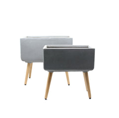 Vaso rettangolare in cemento e resina su gambe in legno  - CONFIG0171