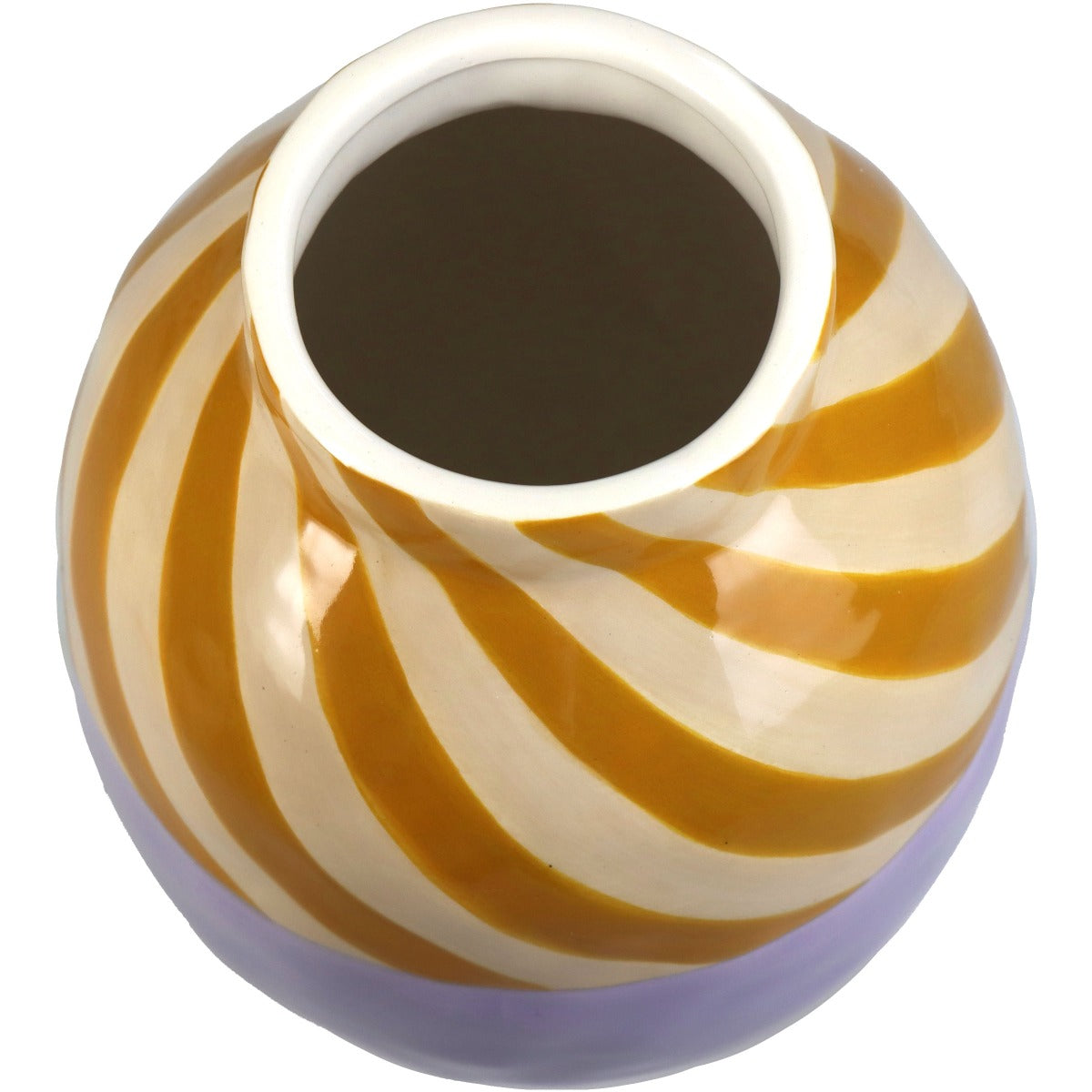 Vaso a Strisce Senape e Lilla in Ceramica H20,4 cm | Vai di design in ceramica colorata - KAL-1999
