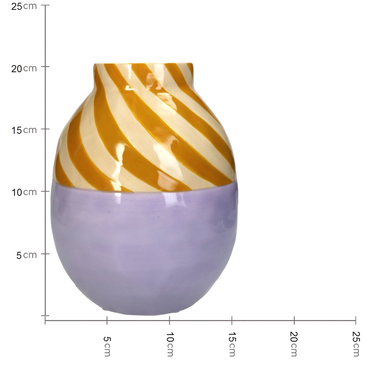 Vaso a Strisce Senape e Lilla in Ceramica H20,4 cm | Vai di design in ceramica colorata - KAL-1999