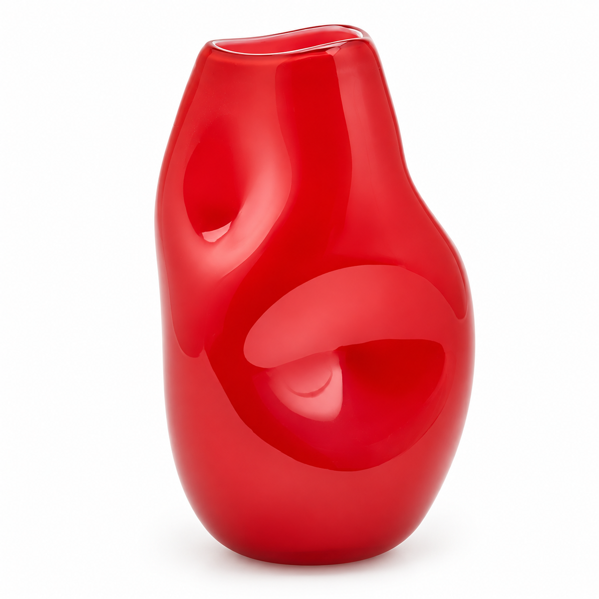 Vaso Ammaccato EDG Enzo De Gasperi in pasta di vetro rosso Ø 18 × H 29 cm