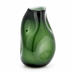 Vaso Ammaccato EDG Enzo De Gasperi in pasta di vetro verde H 23 cm