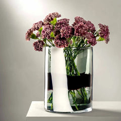 Vaso in Vetro Banda Nera H26 D23 – Stile ed Eleganza per Ogni Ambiente