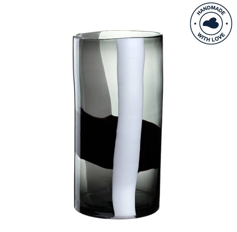 Vaso in Vetro Banda Nera H40 D23 – Stile ed Eleganza per Ogni Ambiente