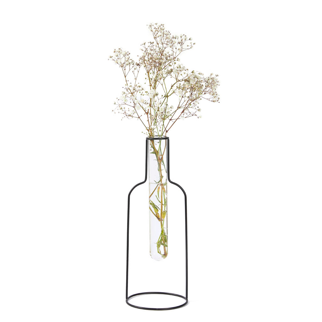 Vaso Bottle Silhouette Colore nero in metallo e vetro H26,50 - 27323