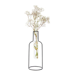 Vaso Bottle Silhouette Colore nero in metallo e vetro H26,50 - 27323