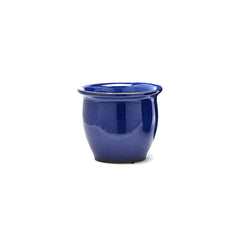 Vaso Cachepot Bombato in Terracotta Blu H20 D23 EDG Enzo De Gasperi