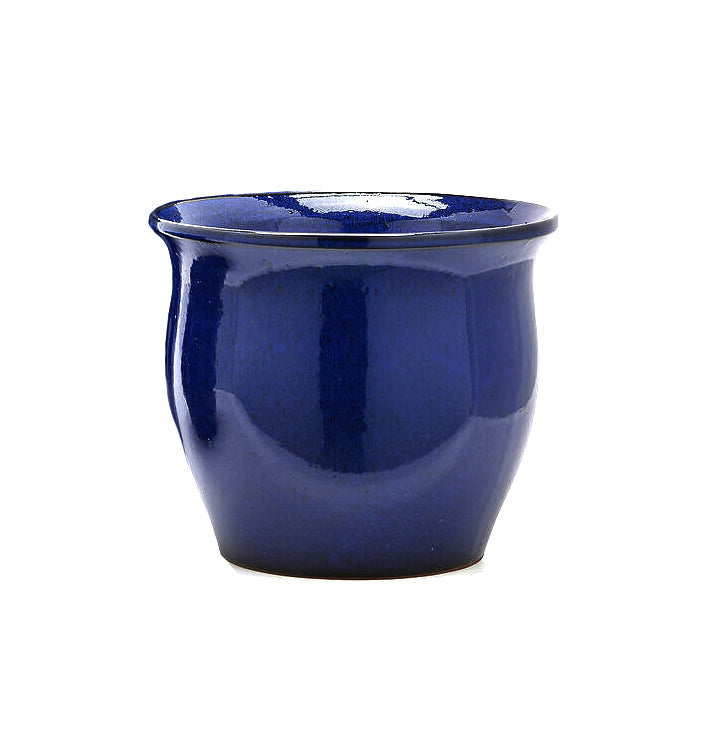 Vaso Cachepot Bombato in Terracotta Blu H32 D38 EDG Enzo De Gasperi