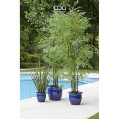 Vaso Cachepot Bombato in Terracotta Blu H24 D30 EDG Enzo De Gasperi