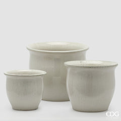 Vaso Cachepot Bombato in Terracotta Bianca H32 D38 EDG Enzo De Gasperi