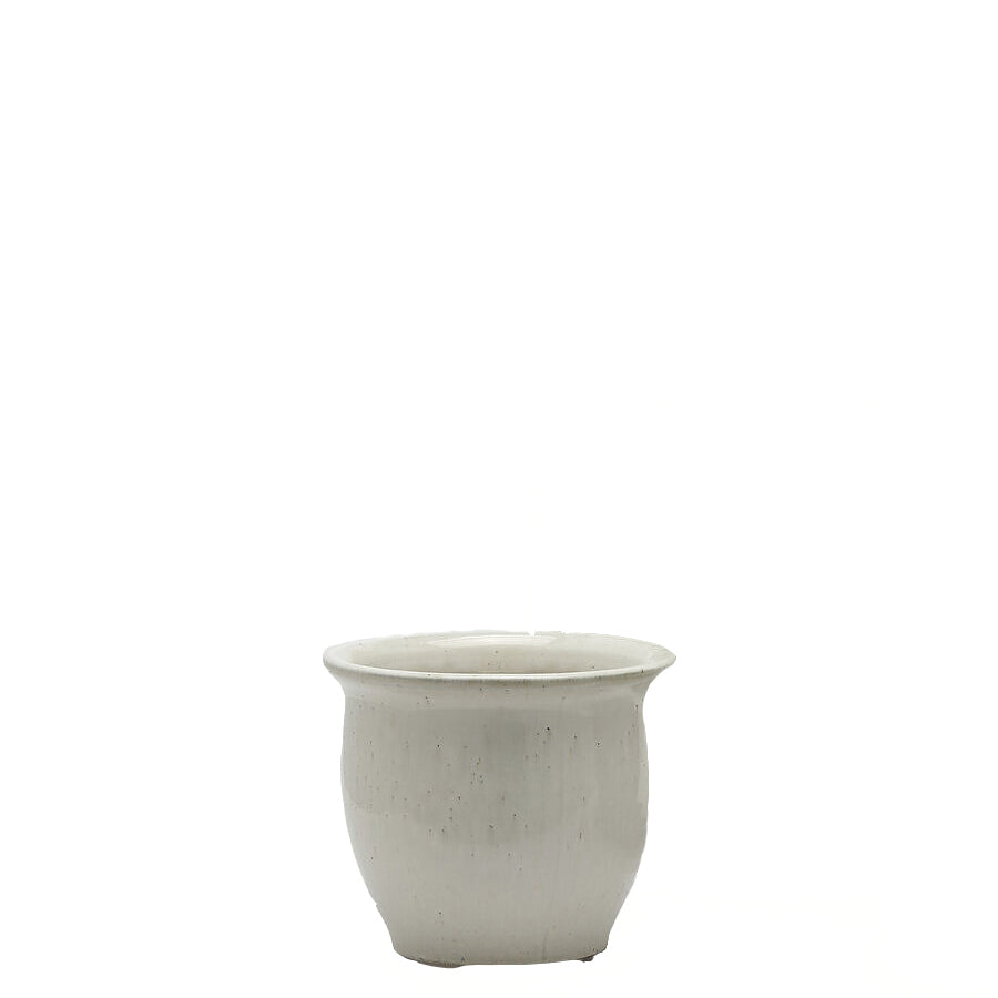 Vaso Cachepot Bombato in Ceramica Bianca H20 D23 EDG Enzo De Gasperi