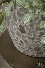 Vaso Cachepot Bombato in Terracotta con Finitura anticata White Grey H24 D30 EDG Enzo De Gasperi