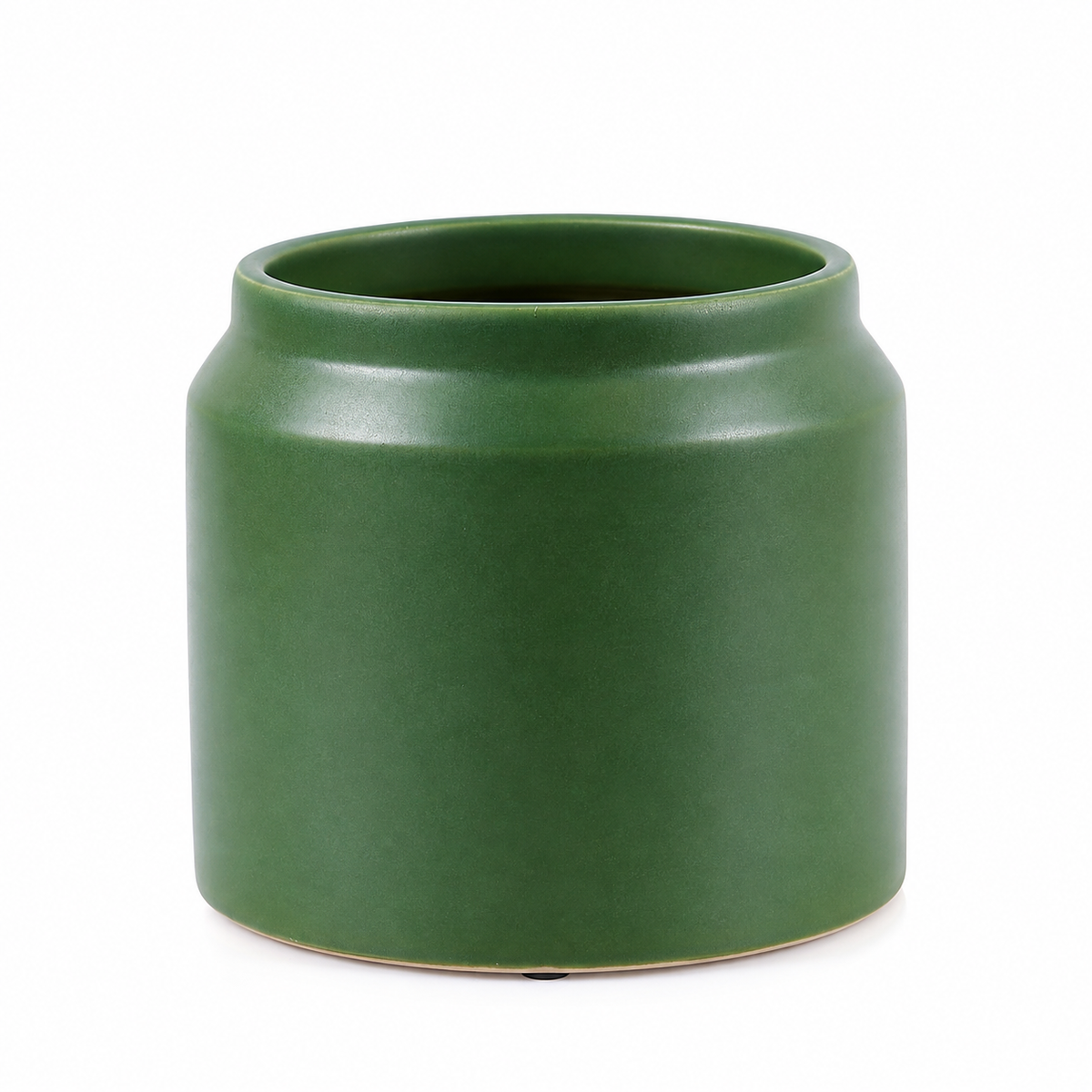 Cachepot EDG Enzo De Gasperi in ceramica verde opaca H 14 × Ø 16cm. 