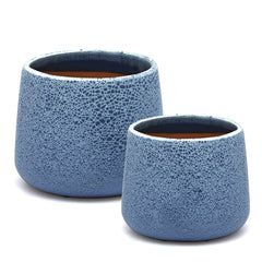 EDG Enzo De Gasperi Vaso Cachepot Crackle Blu H18 - Eleganza e Design per i Tuoi Interni