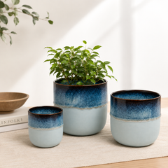 Vaso Cachepot Nuance Rotondo Celeste/Blu H13 D13 Cm – EDG Enzo De Gasperi