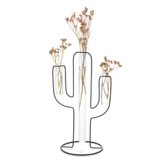 Vaso Cactus Silhouette nero in metallo e vetro H34 - 27582