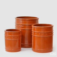 Vaso Cilindrico Glaze Atlas Capri EDG H50 D42 in Ceramica Arancio - Design Italiano