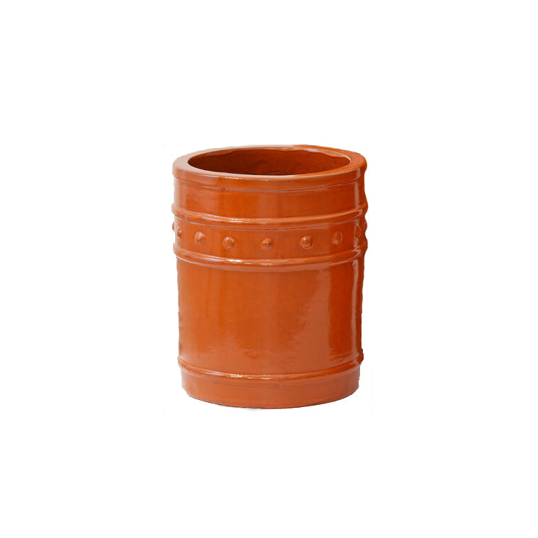 Vaso Cilindrico Glaze Atlas Capri EDG H50 D42 in Ceramica Arancio - Design Italiano