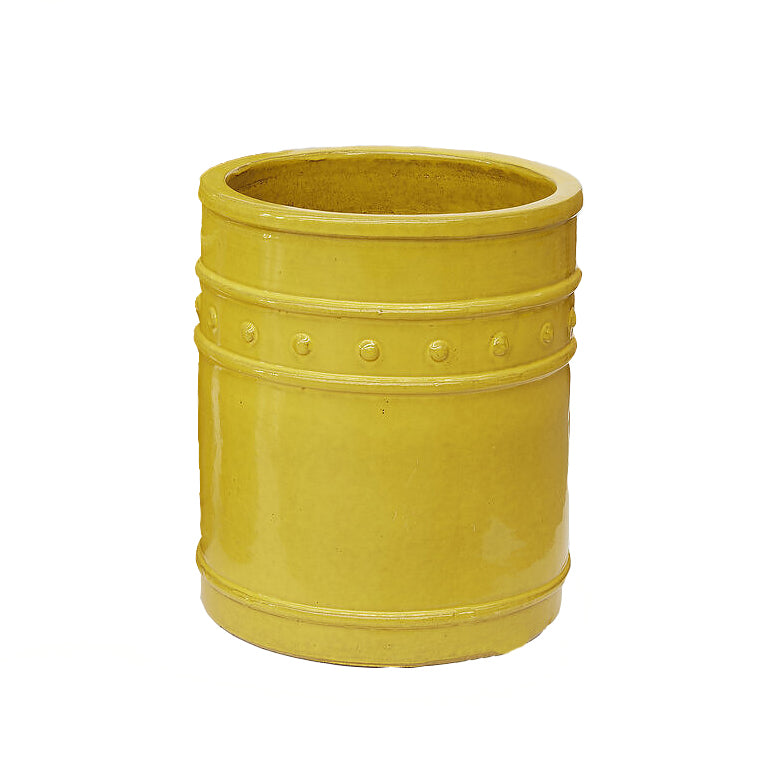 Vaso Cilindrico Glaze Atlas Capri EDG H60 D50 in Ceramica Gialla - Design Italiano