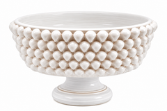 Vaso Ciotola Fenice Pigna con piede EDG Enzo De Gasperi in ceramica bianca H 24,5 × Ø 40 cm.