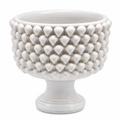 Vaso Ciotola Fenice Pigna con piede EDG Enzo De Gasperi in ceramica bianca waterproof Ø 33 × H 31 cm.