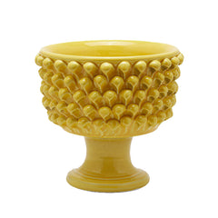 Vaso Ciotola Fenice Pigna Con Piede Ceramica Gialla H24 D28 EDG - Enzo De Gasperi - 1100352A200